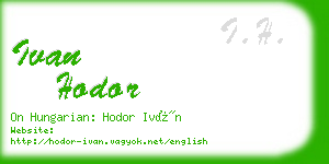 ivan hodor business card